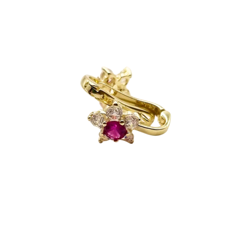 Kenzari Jewellery 14k Gold Crystals Flower Earring for Kids - 1.15 Grams Kenzari Jewellery 14k Gold Crystals Flower Earring for Kids - 1.15 Grams