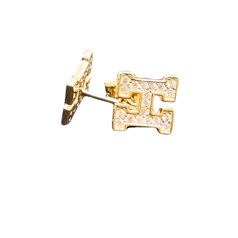 Kenzari Jewellery 14k Gold "H" Earring for Women - 1.44 Grams