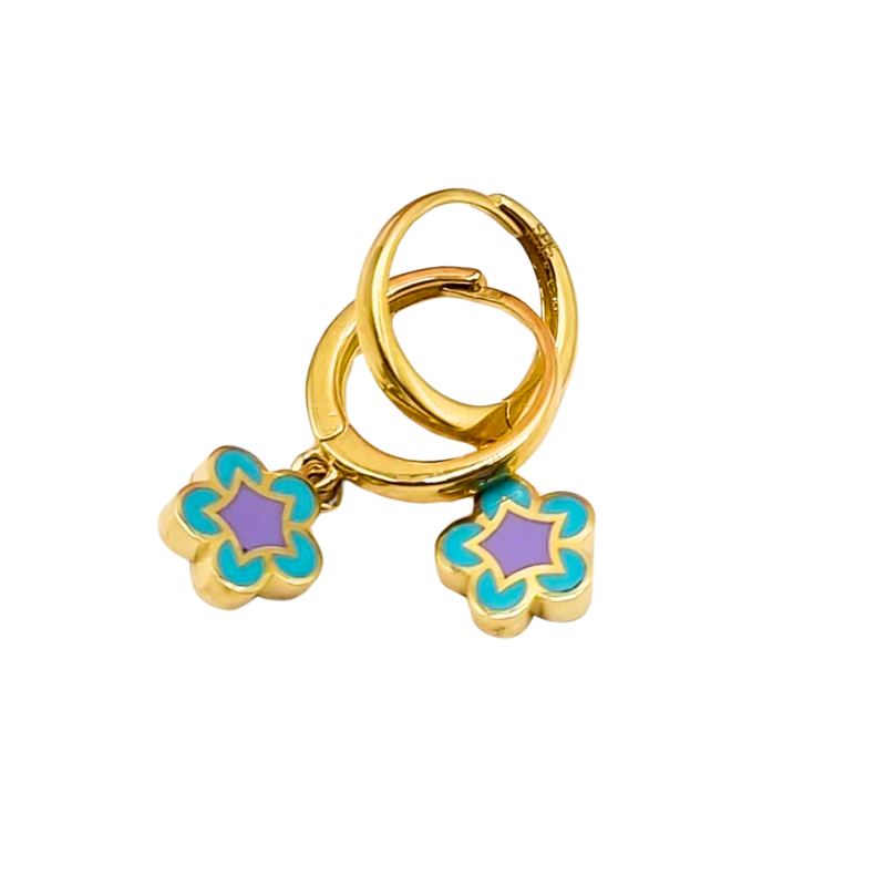 Kenzari Jewellery 14k Gold Hoop and Charm Earring for Kids - 2.28 Grams