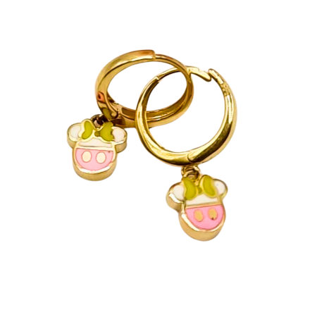 Kenzari Jewellery 14k Gold Hoop with Minnie Mouse Charms Earring for Kids - 2.35 Grams Kenzari Jewellery 14k Gold Hoop with Minnie Mouse Charms Earring for Kids - 2.35 Grams