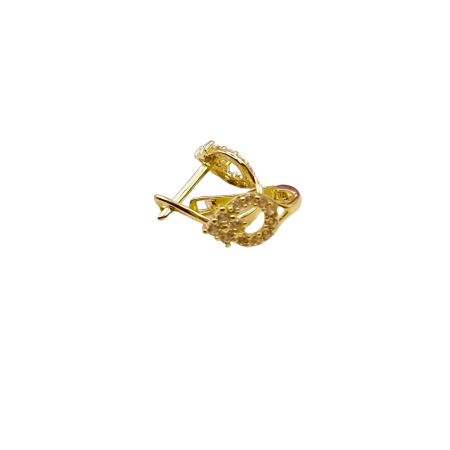 Kenzari Jewellery 14k Gold Hoop with zirconia Earring for Kids - 1.19 Grams