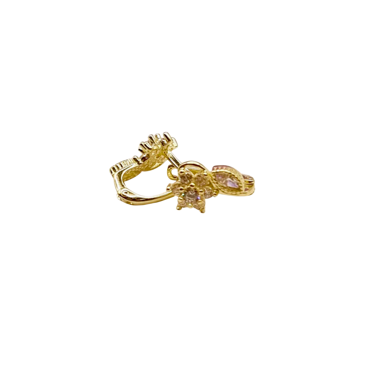 Kenzari Jewellery 14k Gold Hoop with zirconia Earring for Kids - 1.58 Grams