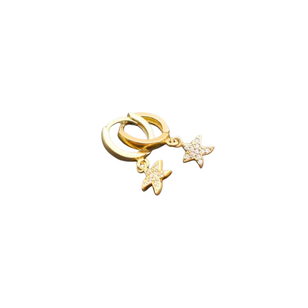 Kenzari Jewellery 14k Gold Hoop Earring with Star Charm for Kids - 2.40 Grams