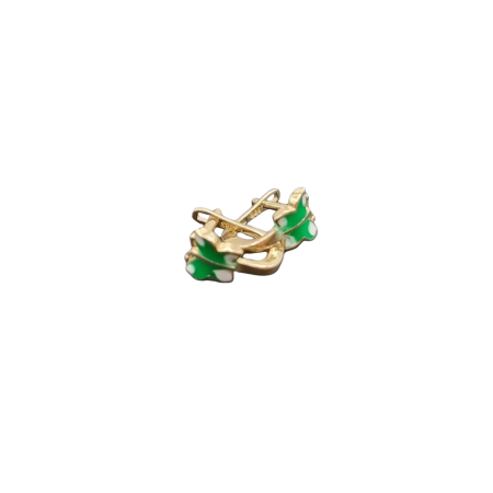 Kenzari Jewellery 14k Gold Hoop Green Butterfly Earring for Kids - 1.51 Grams Kenzari Jewellery 14k Gold Hoop Green Butterfly Earring for Kids - 1.51 Grams