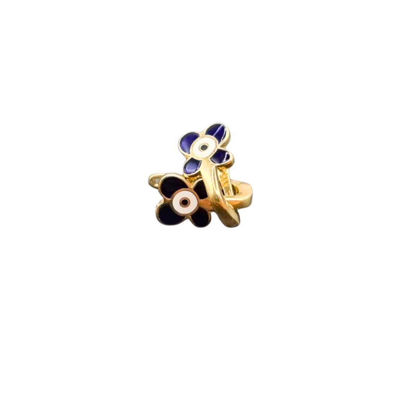Kenzari Jewellery 14k Gold Hoop Flower Earring for Kids - 1.30 Grams