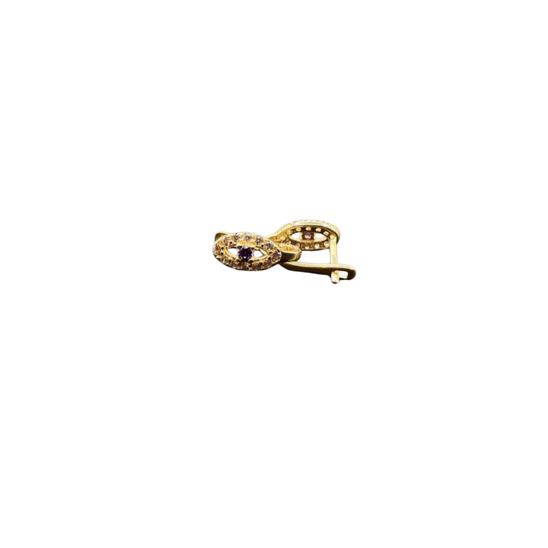 Kenzari Jewellery 14k Gold Hoop Stone Earring for Kids - 1.37 Grams