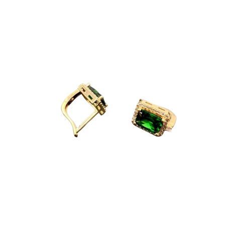 Kenzari Jewellery 14k Gold Green Stone Earring for Women - 3.39 Grams