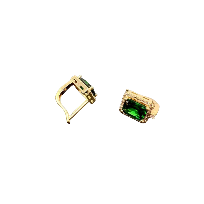 Kenzari Jewellery 14k Gold Green Stone Earring for Women - 3.39 Grams