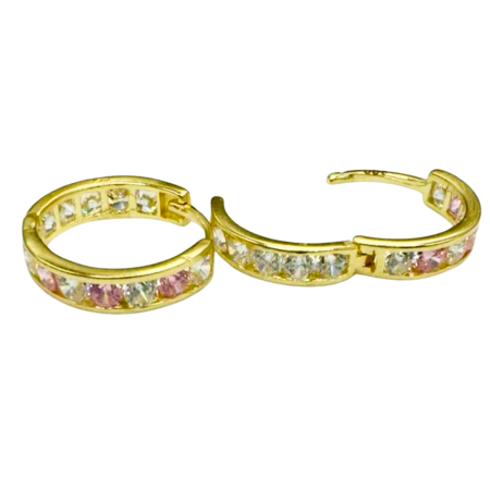 Kenzari Jewellery 14k Gold Hoop Stone Earring for Kids - 1.76 Grams