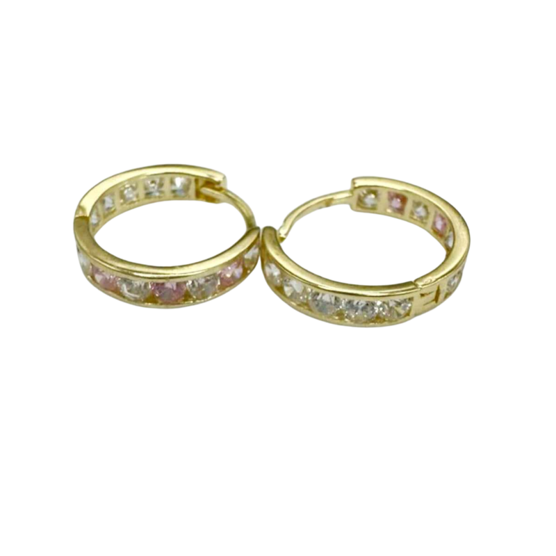 Kenzari Jewellery 14k Gold Hoop with Stone Earring for Kids - 1.74 Grams
