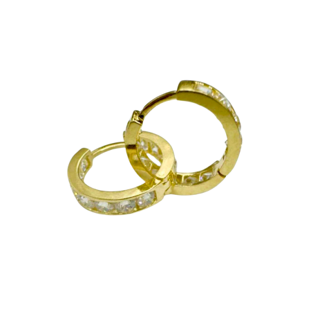 Kenzari Jewellery 14k Gold Hoop with Stone Earring for Kids - 1.63 Grams Kenzari Jewellery 14k Gold Hoop with Stone Earring for Kids - 1.63 Grams