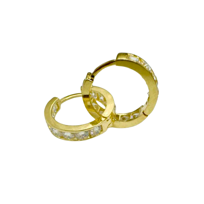 Kenzari Jewellery 14k Gold Hoop with Stone Earring for Kids - 1.63 Grams