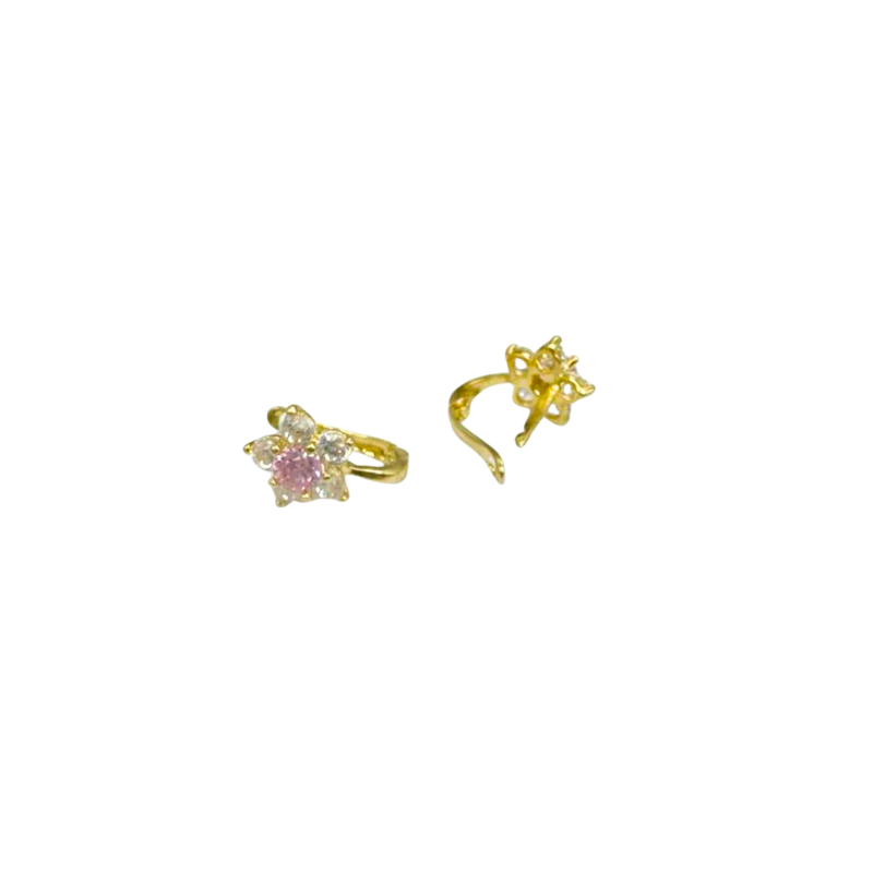 Kenzari Jewellery 14k Gold Hoop Stone Earring for Kids - 1.07 Grams