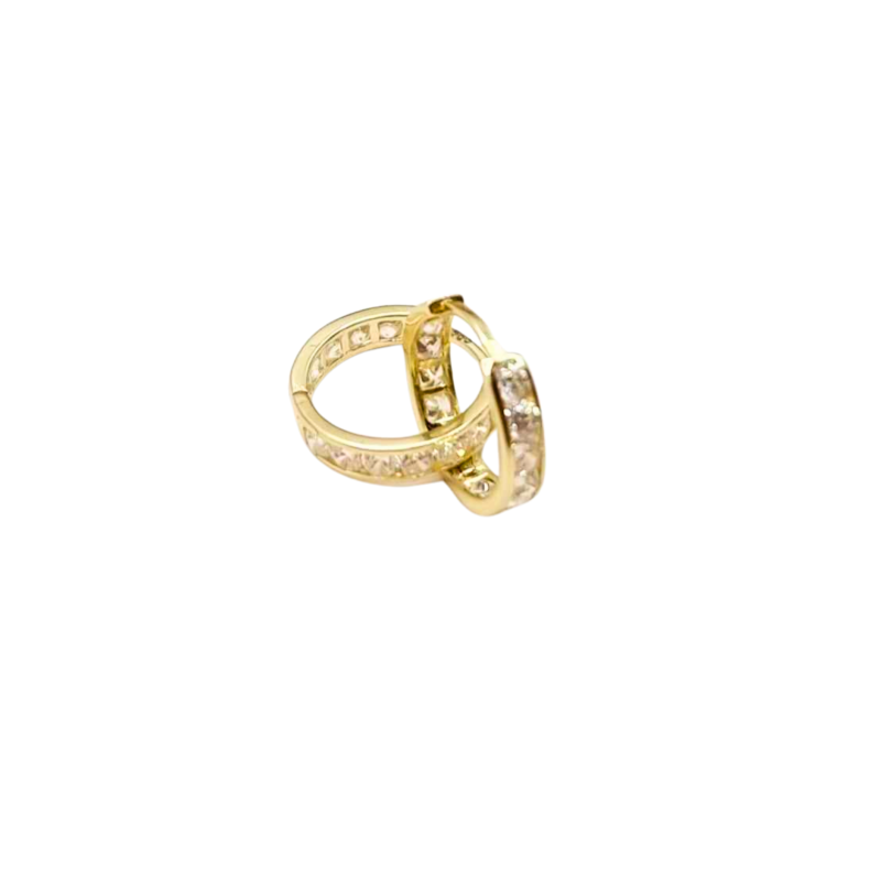 Kenzari Jewellery 14k Gold Hoop Stone Earring for Kids - 1.73 Grams