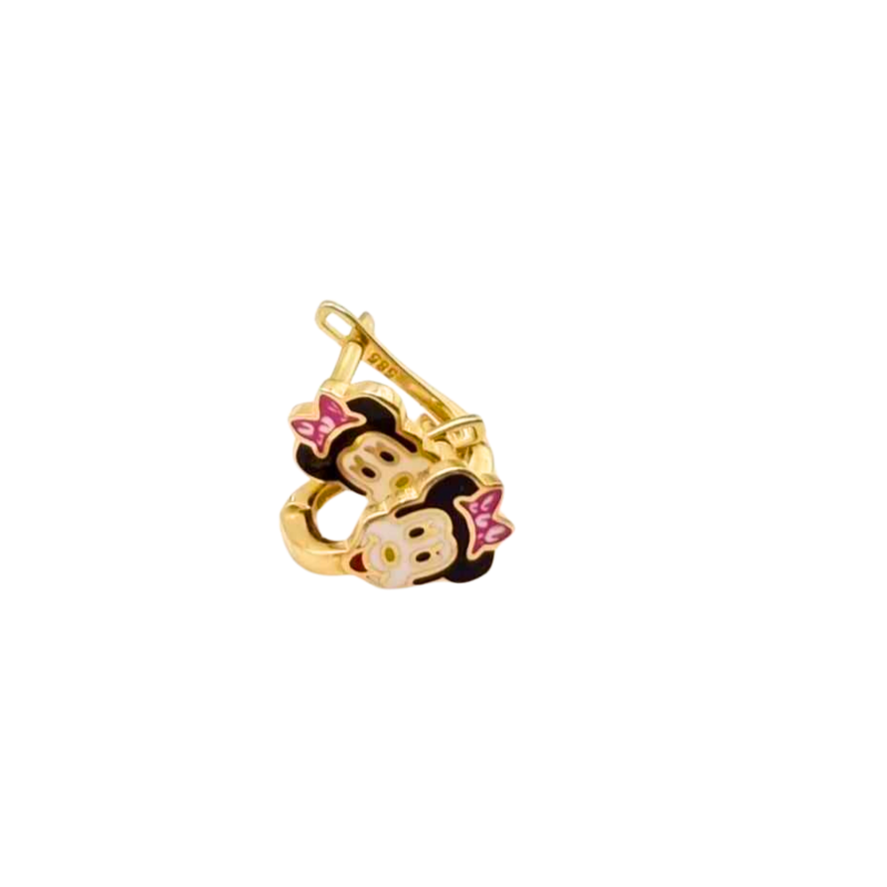 Kenzari Jewellery 14k Gold Hoop Micky Mouse Earring for Kids - 1.64 Grams