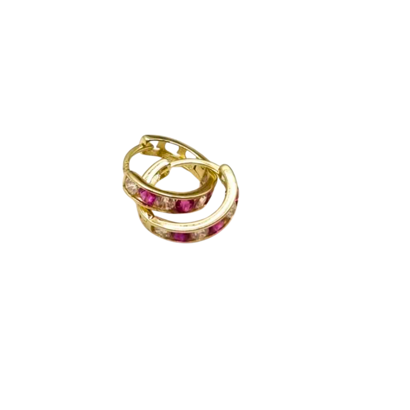 Kenzari Jewellery 14k Gold Hoop Stone Earring for Kids - 1.11 Grams
