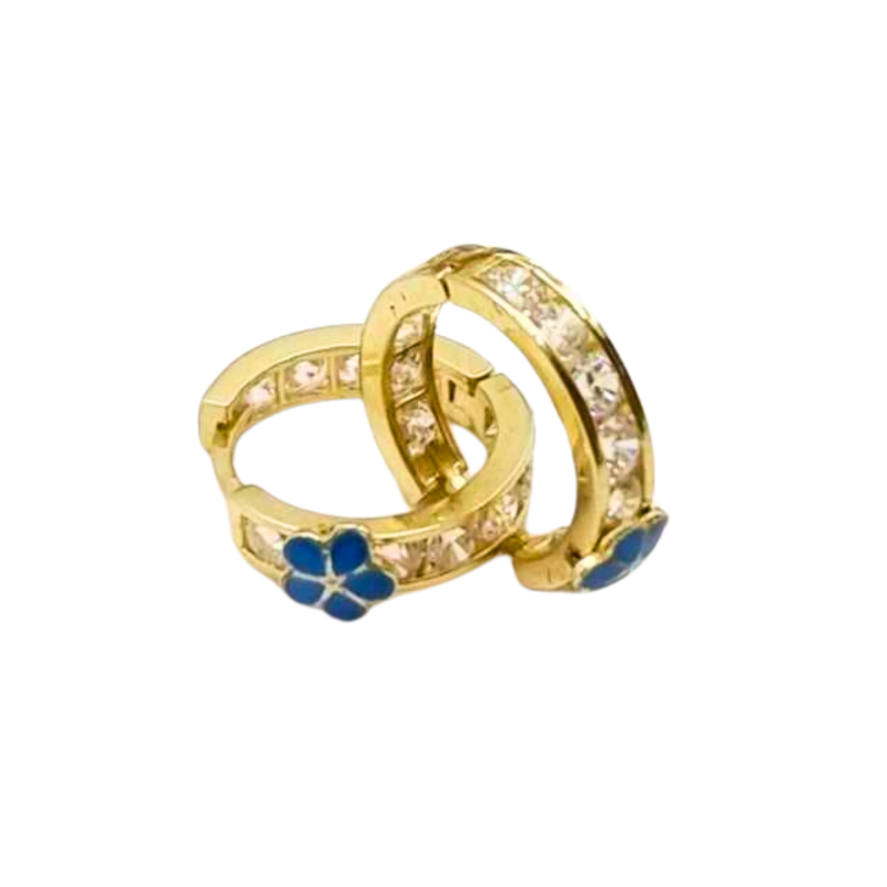 Kenzari Jewellery 14k Gold Hoop Stone Earring for Kids - 1.84 Grams