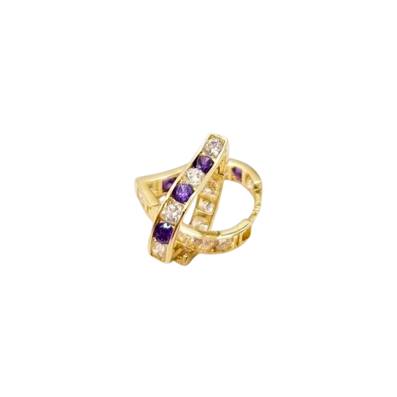 Kenzari Jewellery 14k Gold Hoop Stone Earring for Kids - 1.91 Grams