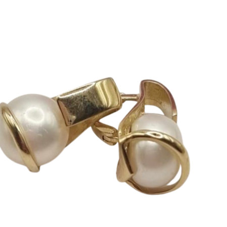 Kenzari Jewellery 14k Gold White Pearl Earring for Women - 10.37 Grams