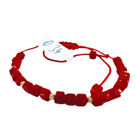 Kenzari Jewellery 14k Gold Red Handmade Bracelet - 0.34 Grams