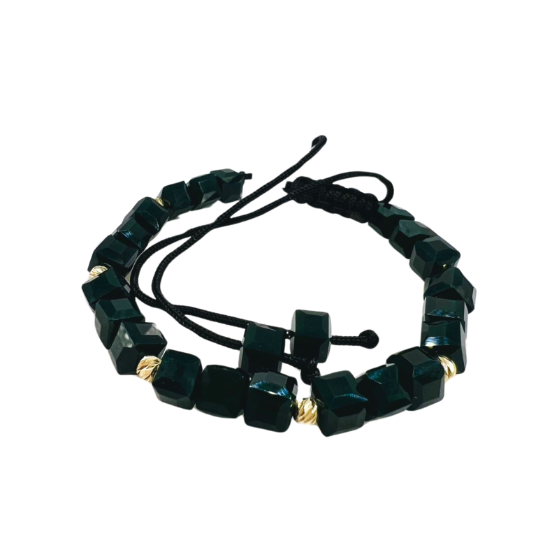 Kenzari Jewellery 14k Gold Handmade Black Bracelet - 0.28 Grams Kenzari Jewellery 14k Gold Handmade Black Bracelet - 0.28 Grams