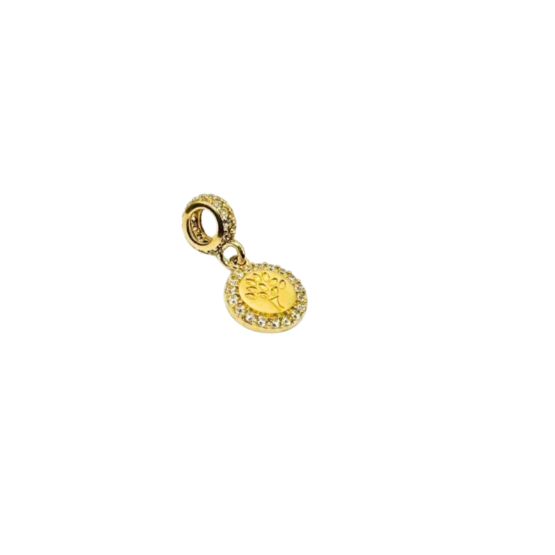 Kenzari Jewellery 14k Gold Tree Charm with Cubic Zirconia- 1.34 Grams
