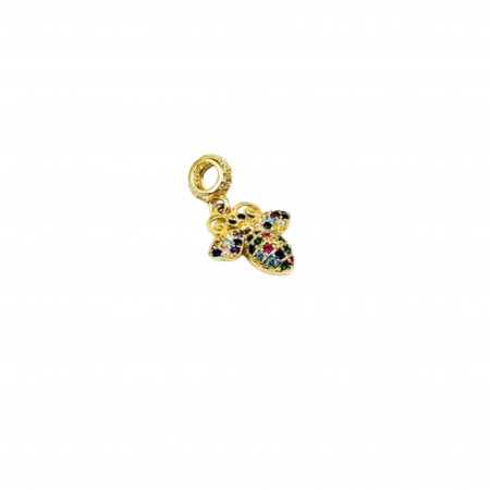 Kenzari Jewellery 14k Gold Bee Charm with Multicolored Gemstones - 1.74 Grams