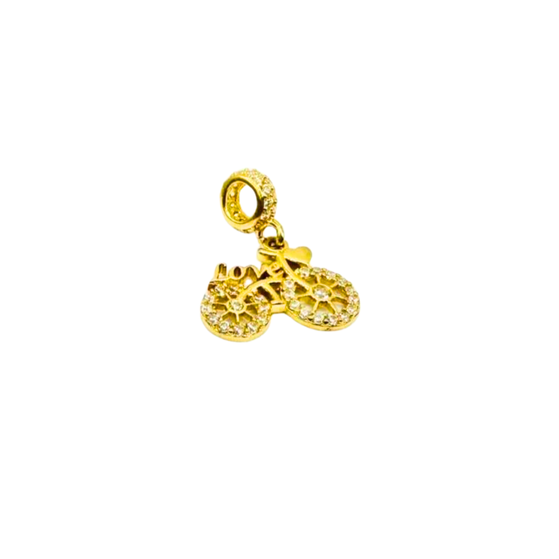 Kenzari Jewellery 14k Gold Bike Charm with Cubic Zirconia - 1.78 Grams