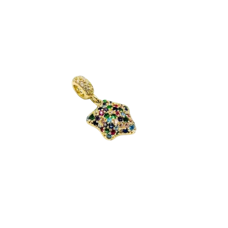 Kenzari Jewellery 14k Gold Star Charm with Multicolored Gemstones - 2.09 Grams