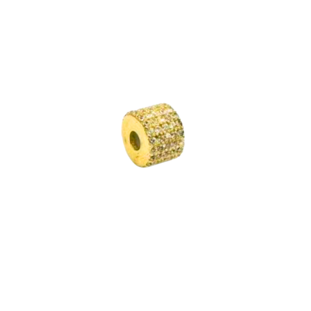 Kenzari Jewellery 14k Gold Cylinder Charm with Cubic Zirconia - 1.55 Grams