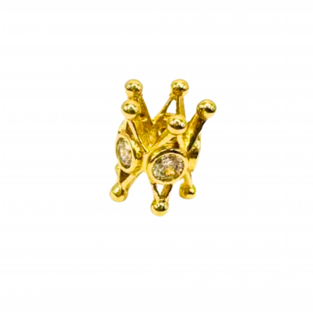 Kenzari Jewellery 14k Gold  Crown Shaped Charm with Cubic Zirconia -1.67 Grams
