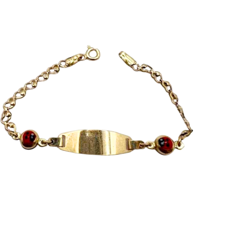 Kenzari Jewellery 14k Gold Nameplate with Ladybug Accents Bracelet for Kids - 2.16 Grams Kenzari Jewellery 14k Gold Nameplate with Ladybug Accents Bracelet for Kids - 2.16 Grams