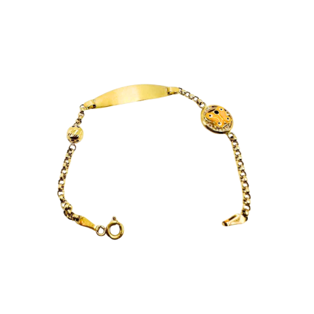 Kenzari Jewellery 14k Gold Nameplate with Accents Bracelet for Kids - 2.53 Grams