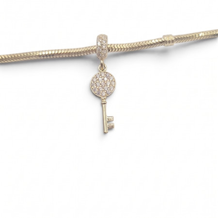 Pavé Diamond Key Dangle Charm in 14K Gold