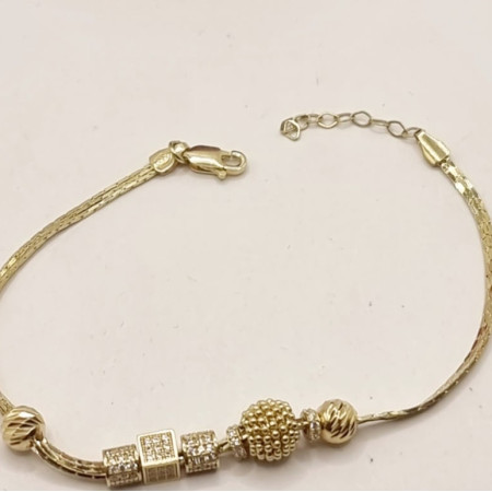 Kenzari Jewellery 14k Gold Chain with Zirconia beads Bracelet for Women - 7.37 Grams Kenzari Jewellery 14k Gold Chain with Zirconia beads Bracelet for Women - 7.37 Grams