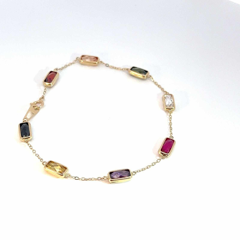 Kenzari Jewellery 14k Gold Multicolour Gemstone Bracelet for Women - 4 Grams