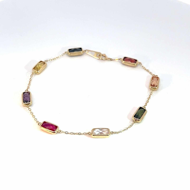 Kenzari Jewellery 14k Gold Multicolour Gemstone Bracelet for Women - 4 Grams