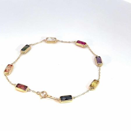 Kenzari Jewellery 14k Gold Multicolour Gemstone Bracelet for Women - 4 Grams