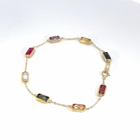 Kenzari Jewellery 14k Gold Multicolour Gemstone Bracelet for Women - 4 Grams