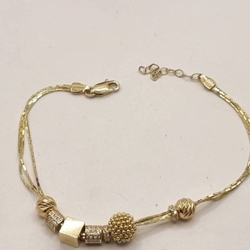 Kenzari Jewellery 14k Gold Chain with Beads Bracelet for Women - 7.39 Grams