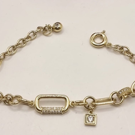 Kenzari Jewellery 14k Gold Link Chain with charm Bracelet for Women - 7.97 Grams