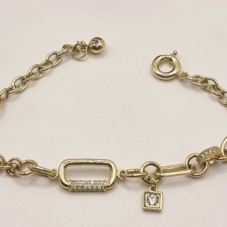 Kenzari Jewellery 14k Gold Link Chain with charm Bracelet for Women - 7.97 Grams