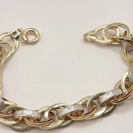 Kenzari Jewellery 14k Gold and White Link Chain Bracelet for Women - 14.59 Grams Kenzari Jewellery 14k Gold and White Link Chain Bracelet for Women - 14.59 Grams