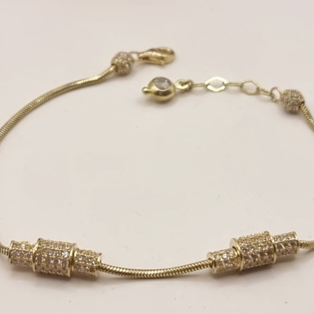 Kenzari Jewellery 14k Gold Chain with Zirconia Beads Bracelet for Women - 5.79 Grams Kenzari Jewellery 14k Gold Chain with Zirconia Beads Bracelet for Women - 5.79 Grams