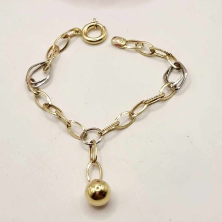 Kenzari Jewellery 14k Gold Link Chain Bracelet with charm for Women -3.94 Grams