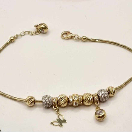 Kenzari Jewellery 14k Gold Chain with Beads Bracelet for Women -6.81 Grams