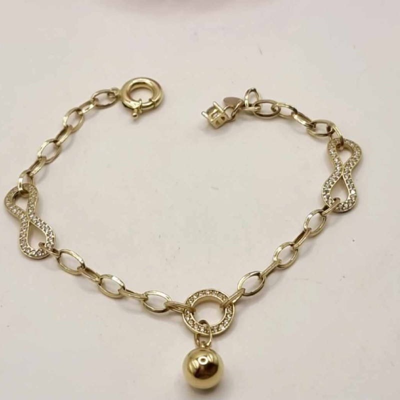 Kenzari Jewellery 14k Gold Link Chain with Zirconia accent Bracelet for Women - 5.31 Grams Kenzari Jewellery 14k Gold Link Chain with Zirconia accent Bracelet for Women - 5.31 Grams