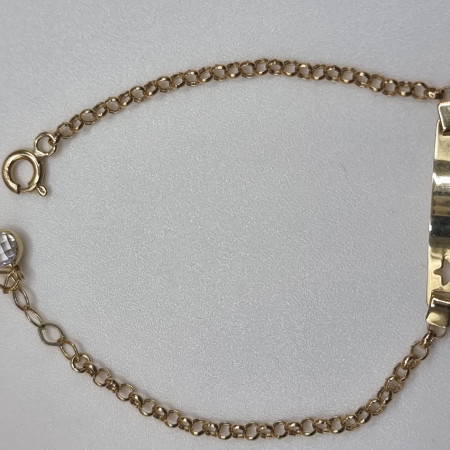 Kenzari Jewellery 14k Gold Nameplate with Star Bracelet for Kids - 1.52 Grams