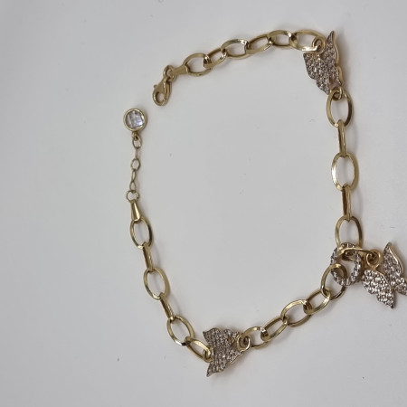 Kenzari Jewellery 14k Gold Link Chain with Zirconia Butterfly Charms Bracelet for Women - 6.10 Grams Kenzari Jewellery 14k Gold Link Chain with Zirconia Butterfly Charms Bracelet for Women - 6.10 Grams