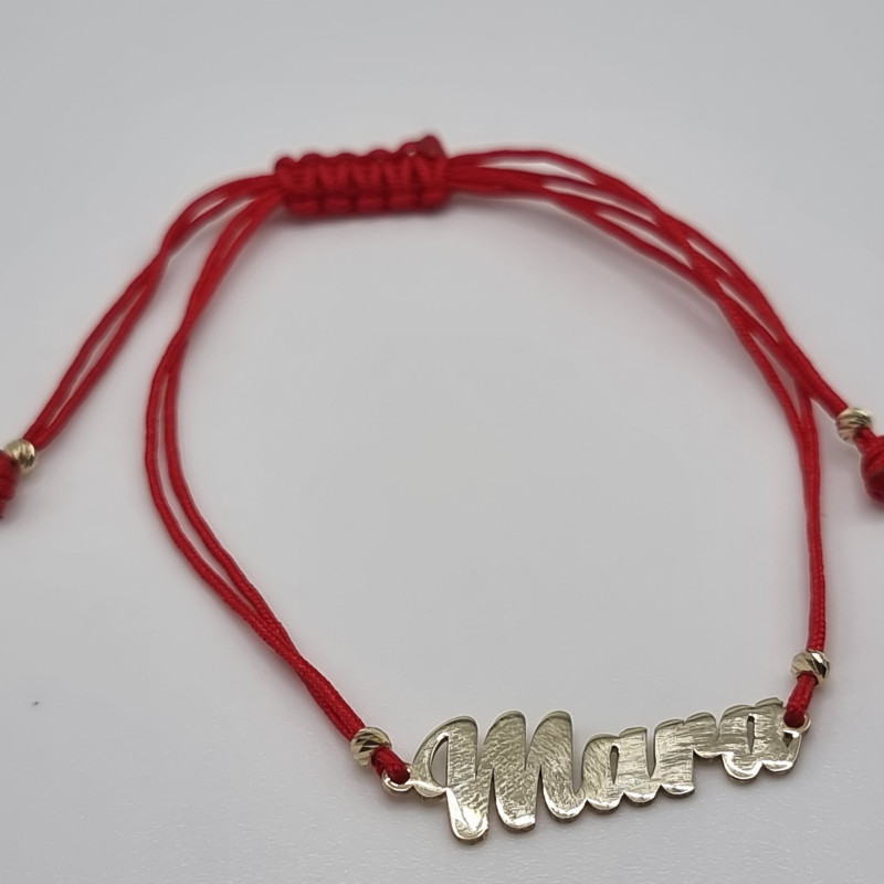 Kenzari Jewellery 14k Gold Red String "Name" Bracelet for Women - 1.60 Grams